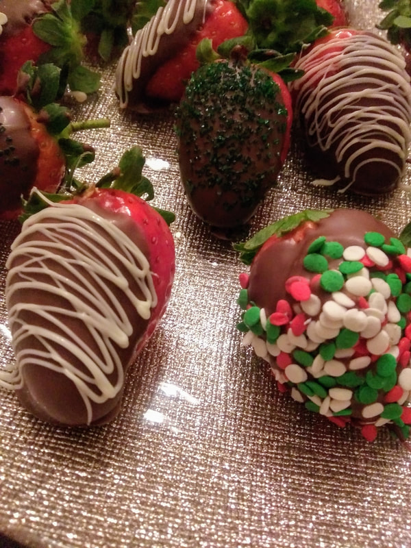 Chocolate dipped strawberries sprinkled with goodness.