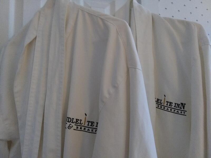 Embroidered Candlelite Inn Bed & Breakfast spa robes to pamper yourself in during your getaway.