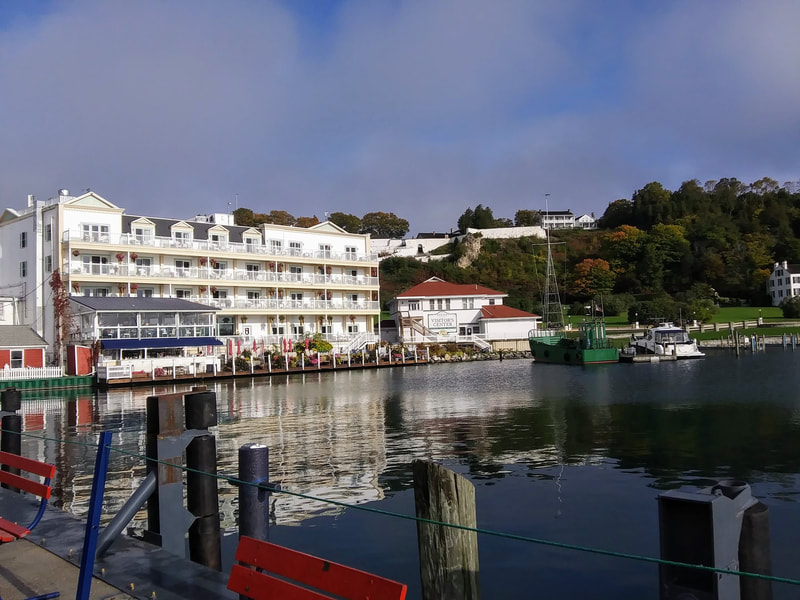When arriving on a Star Line Ferry, this is the pretty view from the Mackinaw Island dock.