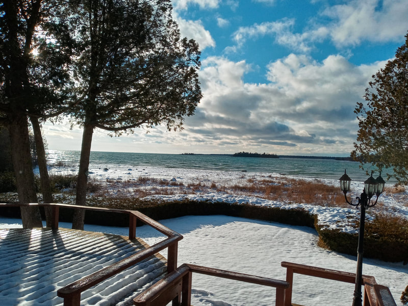 Winter views of Lake Huron at Candlelite Cove are a delight.