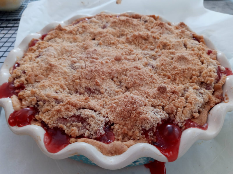 Cherries are very popular around Ludington, Michigan, and this Candlelite Inn Bed & Breakfast pie is a cherry with a crumb topping.
